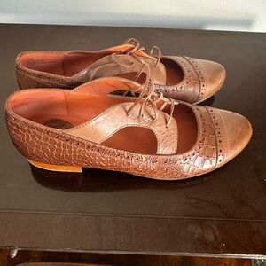 Brown Flats & Loafers with Classic Oxford Design